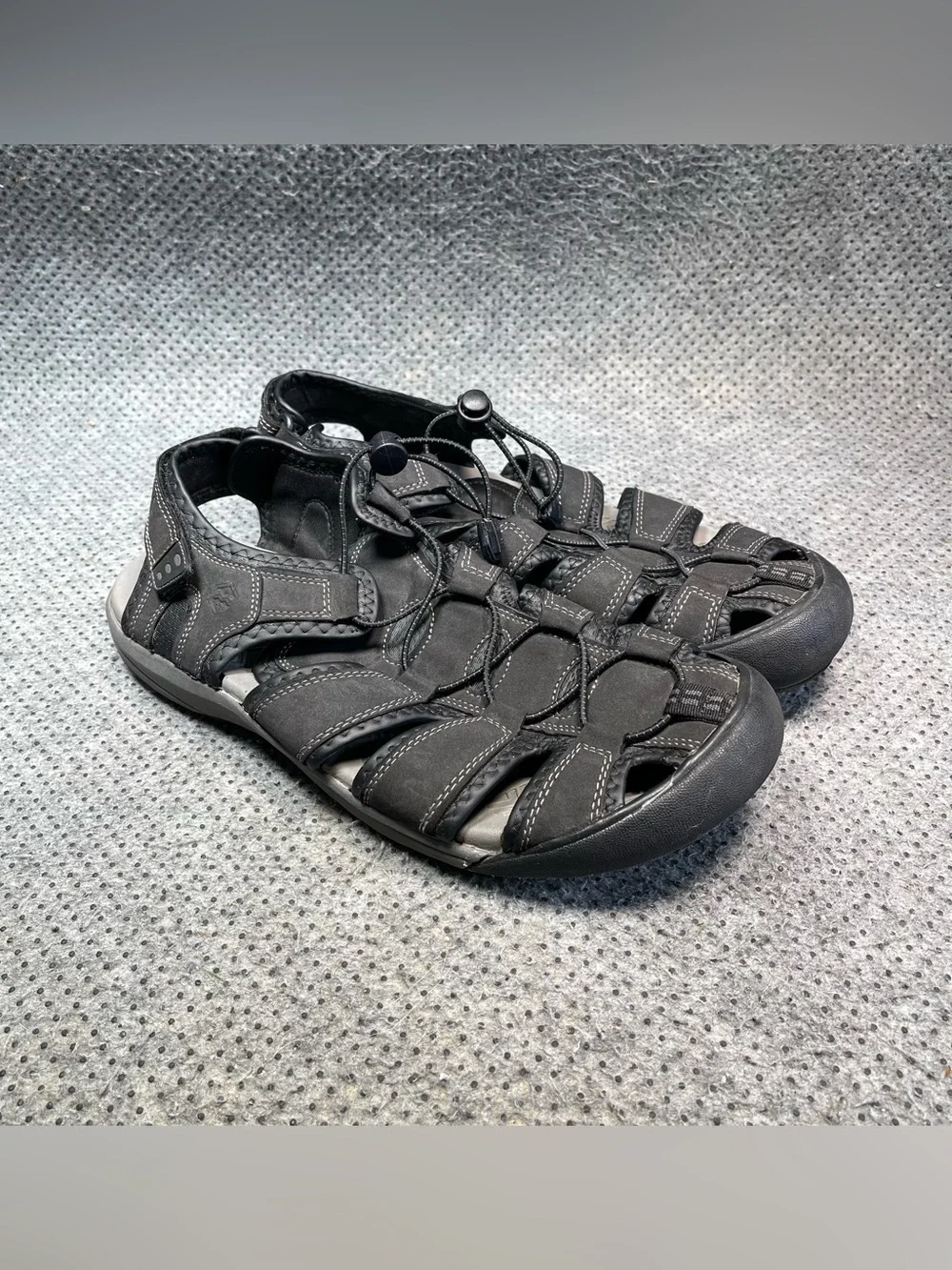 Khombu Fisherman Black Leather Sandals Size 12 Men’s